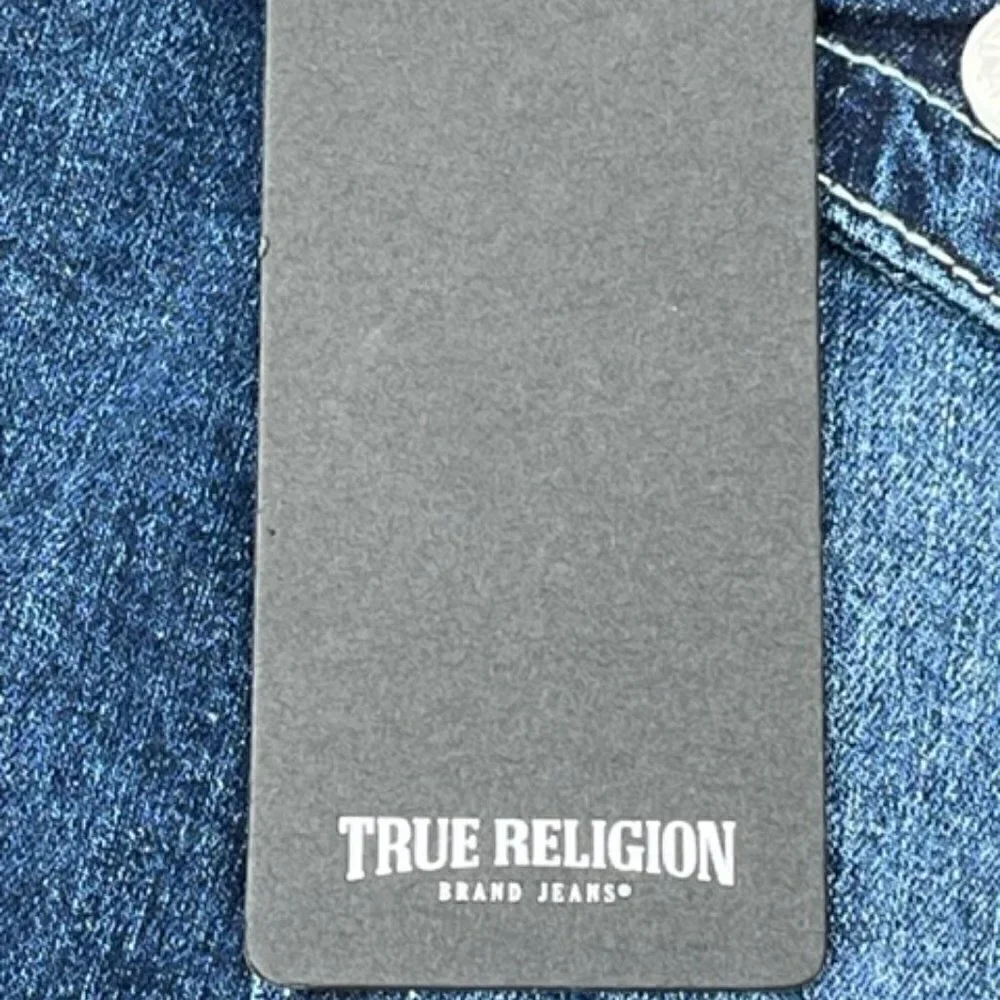 True Religion Geno SN Flap Relaxed Slim Blue Men's Size 33 X 32 Jeans NEW $159